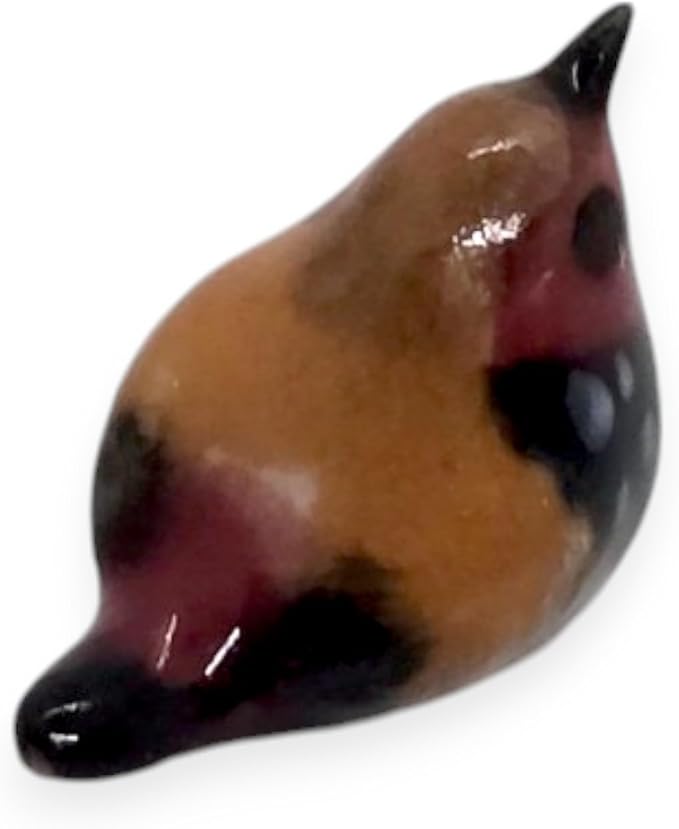 WitnyStore Tiny ½ Inch Red Avadavat Strawberry Finch Bird Figurine - Miniature Hand Made Painted Ceramic Birds Aves Colorful Porcelain Feathered Animals Cute Decorative Collectible Figures Décor Gifts