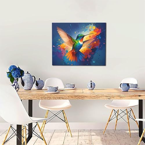 Crekviy Hummingbird Wall Art Bird Pictures Wall Decor Hummingbird Canvas Prints Painting Artwork Home Decoration for Bathroom Bedroom Living Room Framed Gifts Ready to Hang 16"x20"