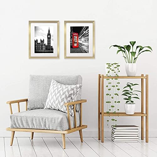 Americanflat 11x14 Picture Frame 2-Pack - Matted to 8x10 - Gold
