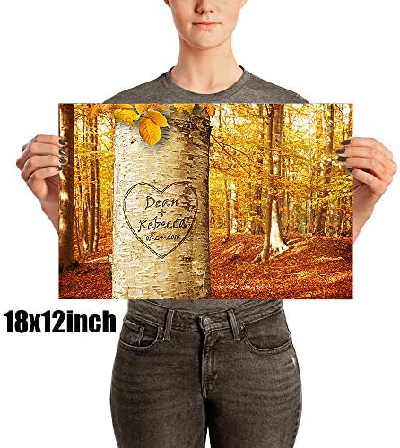 A&T Artwork Love Growing Personalized Canvas Prints Gift Couple's Names and the Special Date Gift for Anniversary,Valentine's day,Wedding. 18x12 inches