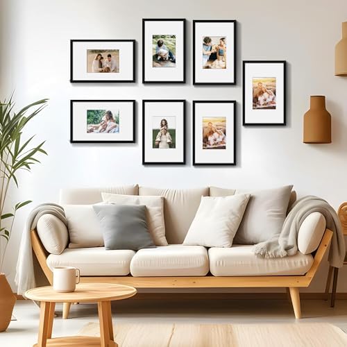 Picrit 9x14 Picture Frame Set of 12, Modern Gallery Wall Frames, Black