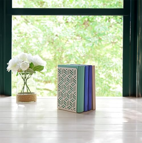 CNK Book Ends Bookends for Decorative Books Holder Bookend Shelves End Hold Heavy Duty Holders Stoppers Metal Stopper Cute Boho Bookshelf Holds Cookbook Office Home Set of 2 Bookends Pair White