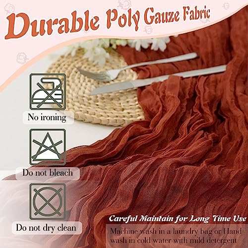 Terracotta Cheesecloth Table Runner 6 Pack 35" Boho Gauze 120 inches Long Rustic Sheer Cheesecloth Fabric Bulk for Fall Table Runner Baby Shower Wedding Bridal Birthday Decoration