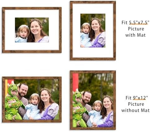 Picrit 9x12 Picture Frame Set of 12, Modern Gallery Wall Frames, Brown
