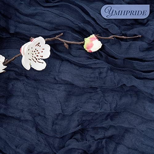 YMHPRIDE 12 Pack Cheesecloth Table Runner 35x120in Navy Blue Table Runner