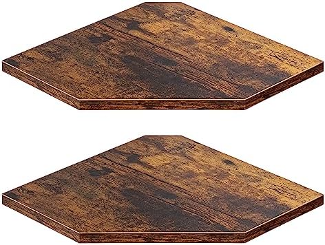 Fun Memories Corner Shelf Wall Mount, Floating Corner Shelves, Set of 2 Corner Wall Shelf Organizer, Rustic Wood Wall Storage Display Shelves for Living Room Bedroom Bathroom Kitchen, Rustic Brown