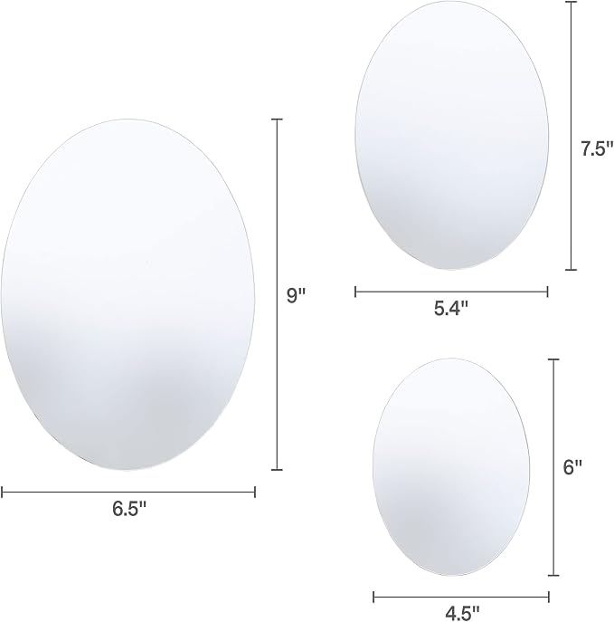 Elements Oval Wall Mirrors, Set of 7, Glass