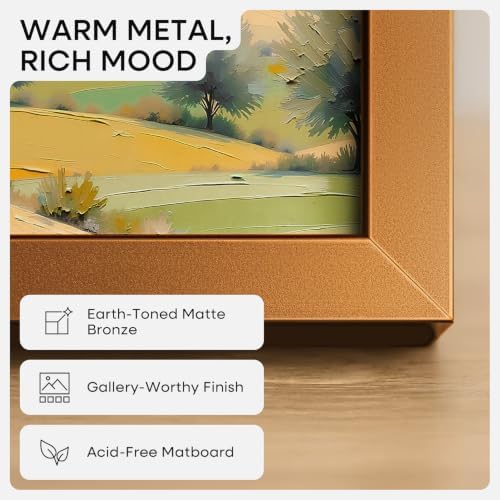 Homeforia 24x32 Bronze Poster Frame, High-End Metal, 20x28 Mat, Glass