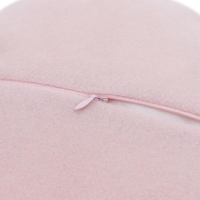 JWH Handmade Flower Throw Pillow Cover with Insert White Stripes Decorative Round Cushion Stereo Pillowcase for Bed Couch Bedroom Chair 14 Inch Pink Polyester