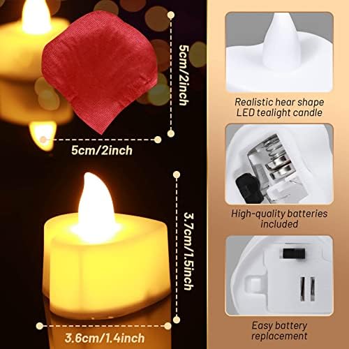 cridoz 2000 Pieces Artificial Rose Petals with 24 LED Tea Lights Candles, Romantic Decorations Special Night Set for Night, Valentine's Day, Wedding Anniversary or Table Décor, Warm White