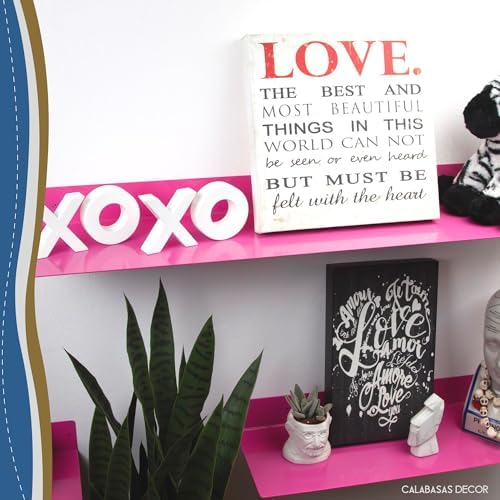 24x8 in Metal Floating Shelf Pink Wall Mounted - Made in The USA - Bedroom, Living Room, Bathroom, Kitchen