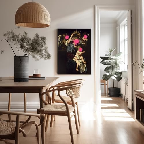 Poster Master Virgin and Child with Angels Print - Baroque Painting Poster - Altered & Pop Art - Trendy Gift for Men & Women - Wall Decor for Bedroom or Living Room - 24x32 Unframed Wall Art