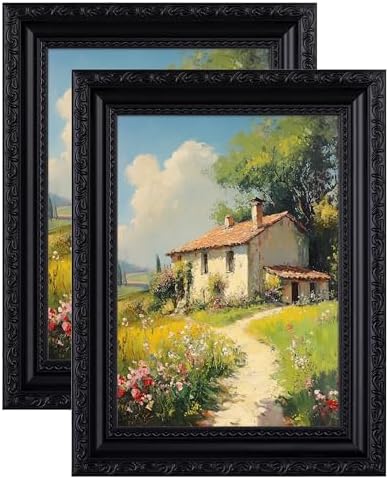 eletecpro 5x7 Vintage Picture Frame, Glass Cover, Black, 2-Pack