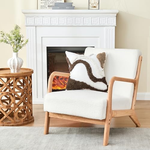 lifein 18x18 Pillow Covers-Throw Pillow Covers Boho Couch Pillows Embroidered Decorative Accent Pillows Mid Century Textured Pillowcases for Couch Sofa Living Room Bed (Brown and Cream)