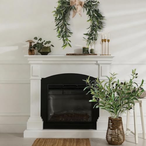 Leftover 4 Pcs 33.4'' Faux Tall Olive Branches for Vase Realistic,Tall Faux Greenery for Vase,Fake Plants,Eucalyptus Stems,Faux Stems for Centerpieces Decoration,Home Decor,Coffee Table Decor