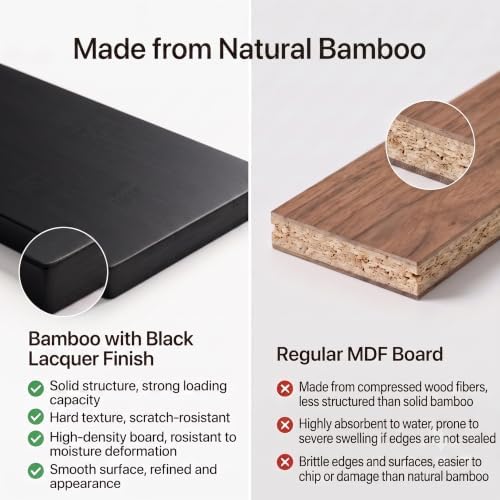 Wisuce Black Small Corner Shelf Stand, 3-Tier Bamboo Corner Bookshelf