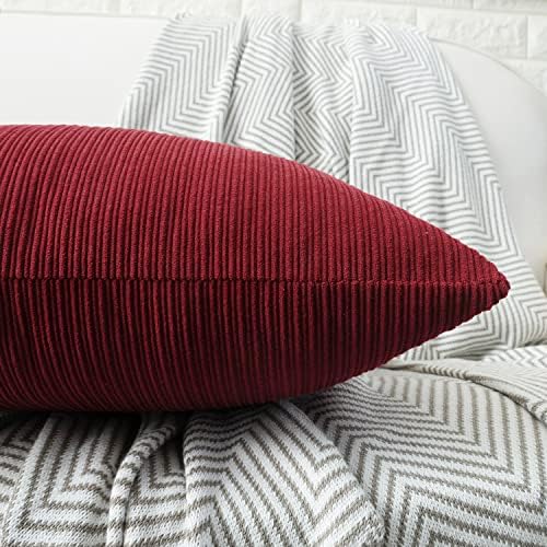 HWY 50 Burgundy Red Chenille Throw Pillow Covers 16x16 Inch Buttons