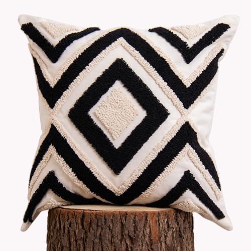 lifein 18x18 Pillow Covers-Throw Pillow Cover Tufted Boho Jacquard Pillow Covers Farmhouse Decorative Pillow Cover Pillow Cases for Gift Couch Sofa Bed Chair Living Room Home Decor