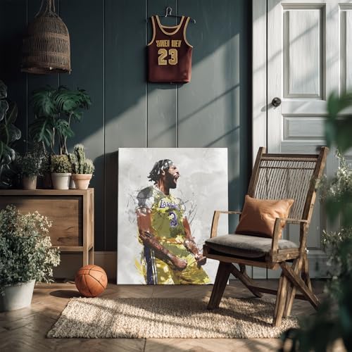 Anthony Davis Basketball Canvas Wall Art, Sports Player Poster, 16x20 Inch | Abstract splash ink athletic artwork, motivational sports wall decor for teen boys room, bedroom, living room, gym or office