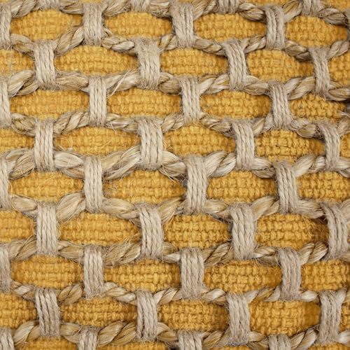 Boho Living Jada Premium Woven Design, Decorative Throw, Living Room Décor, (1) 20" x 20" Pillow Cover with Insert, Mustard Yellow