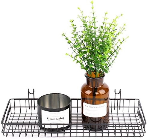 Kaforise Hanging Basket for Wire Wall Grid Panel, Multi-Function Wall Storage and Display Basket, Large Size, Black Painted