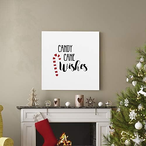 Renditions Gallery Canvas Christmas Wall Art Red White Xmas Candy Cane Wishes Abstract Hanging Artwork for Bedroom Office Home Kitchen Decorations - 32"X32" LT05
