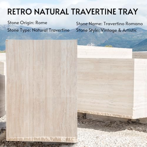 Koville Marble Square Book Ends, Heavy Duty Book Holders, Bookends for Shelves, Office Bookshelf Decor for CDs/Video Games(Travertino Romano)
