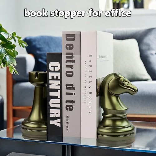 jinhuoba Decorative Bookends Chess Bookends, Aeneous Heavy Book Ends Stopper, Modern Book Ends for Shelves Office Home Desk Bookrack, 7"(L) x4(W) x7(H), 1Pair/2Piece