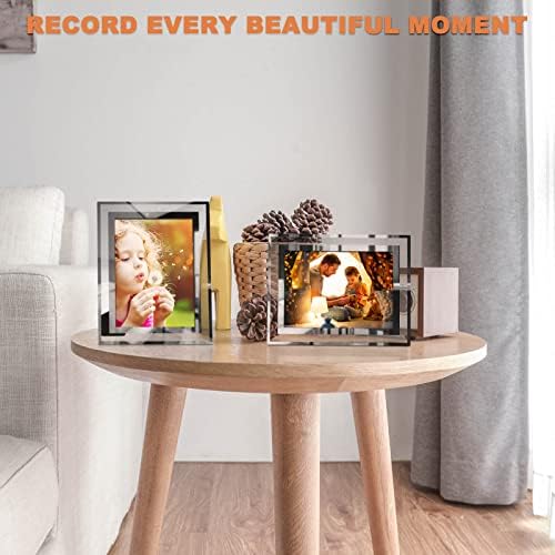 5x7 Picture Frames Set of 4, Silver Mirror Glass Photo Frame for Tabletop Display, Gifts Picture Frame, Horizontally or Vertically