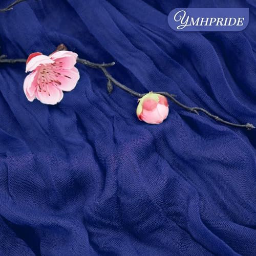 YMHPRIDE 12 Pack Cheesecloth Table Runner 35x120in Royal Blue Table Runner
