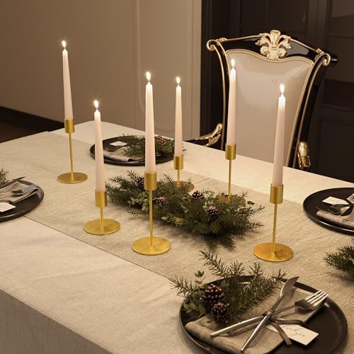 zeochyni Set of 12 Gold Taper Candle Holder Bulks for Wedding, Party Decor