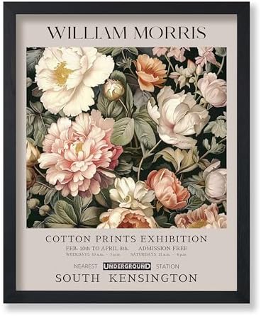 Poster Master Pink Peonies Print - William Morris Poster - Textile Pattern Art - Botanical Exhibition Art - Floral Illustration - Aesthetic Living Room or Bedroom Decor - 8x10 UNFRAMED Wall Decor