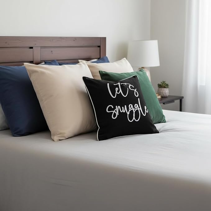Sunkifover Let's Snuggle Decorative Throw Pillow Cover 18"x18" Black