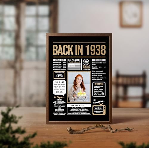 Personalized 87th Birthday Party Decorations Men, Women, Him, Her - Custom Gifts Idea For 87 Years Old, Back In The Year You Born Newspaper For 87th Birthday Poster No Frame Black Gold