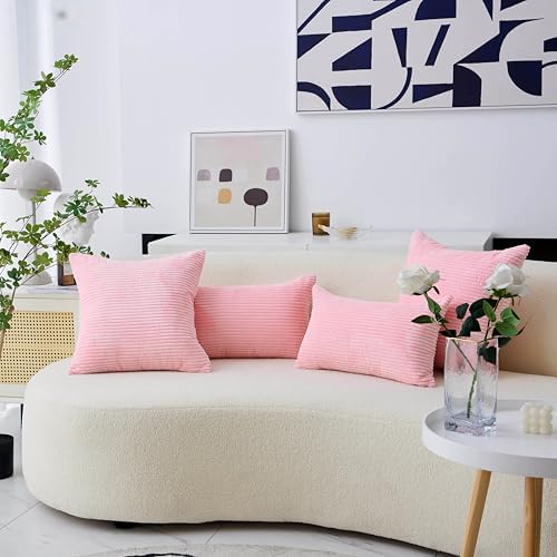Home Brilliant 26x26 Pillow Covers for Couch Bed Decor Pink Soft Velvet Euro Pillow Shams for Sofa Partie, 26 inches, 66 cm, Set of 2, Pink