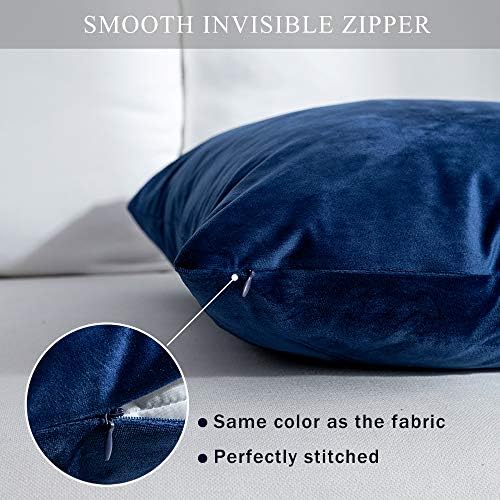 Stellhome Super Soft Velvet Pillow Covers Square Decorative Pillowcase for Bed Couch Sofa Bench, 18 x 18 inch (45 cm), Navy Blue, Pack of 2