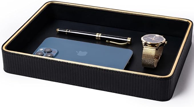 Leather Catchall Valet Tray for Men| Mens Valet Catch All Tray Key Basket