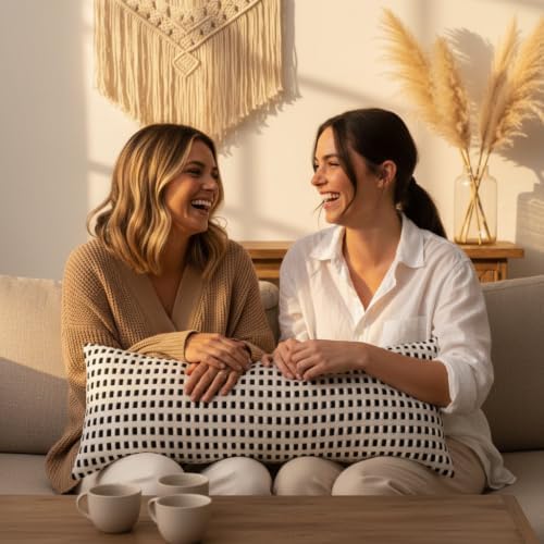 14x36 Throw Pillow Cover Boho Lumbar Pillow Cover White and Black