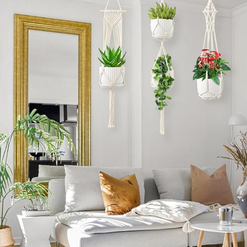 SFENNGPET Macrame Plant Hangers, 6Pack Hanging Planters for Indoor Plants