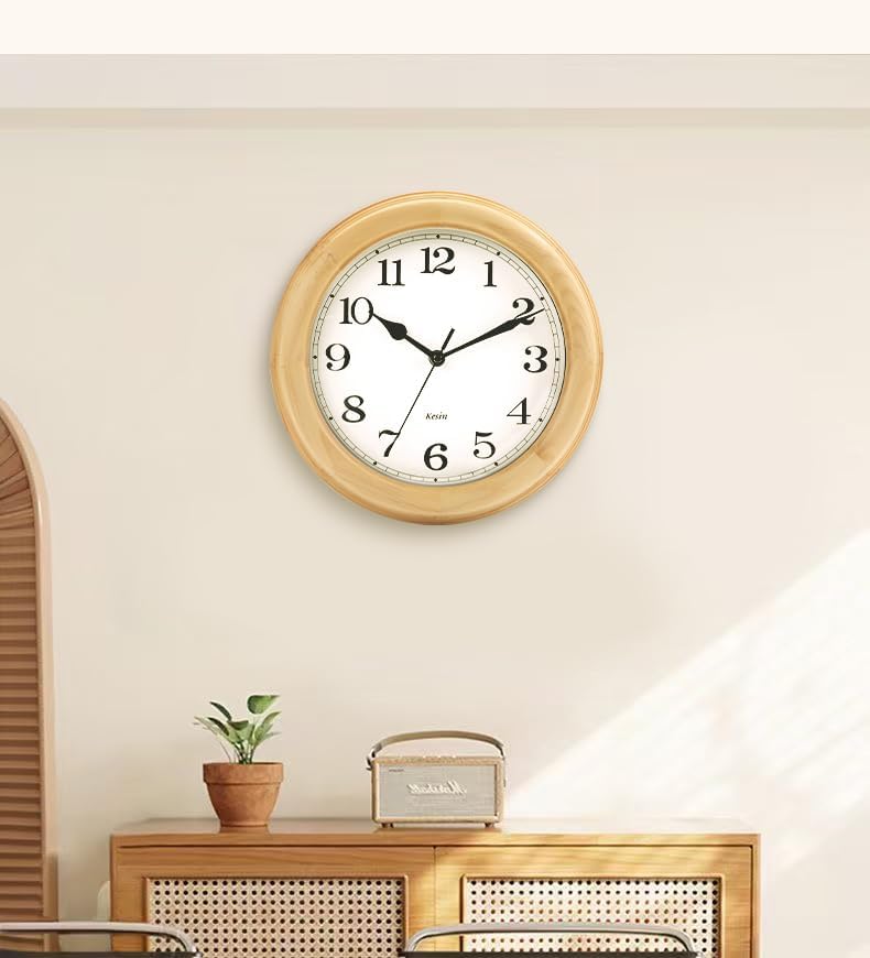 Kesin Wooden Wall Clocks 14 Inch Silent Wall Clock Large Decorative