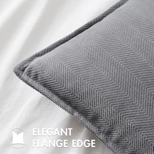 MIULEE Pack of 2 Grey Euro Shams Chenille Pillow Covers 24x24 Inch
