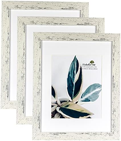 Rustic White Wooden 11x14 Picture Frame set of 3,Display 11x14 without Mat or 8x10 with Mat，Wall Gallery Photo Frames