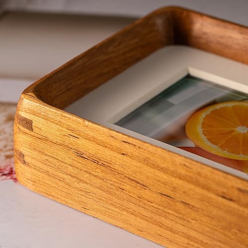 3x4 Teak Wood Picture Frame with 2x3 Opening Mat, Small Tabletop Photo Frame for Desk Display, Mini Frame for Instant Photos, Wallet Pictures & Mini Prints