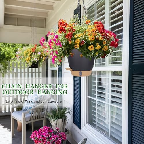 8 Inch Self Watering Hanging Planter for Indoor Outdoor Plants, 2 Pack