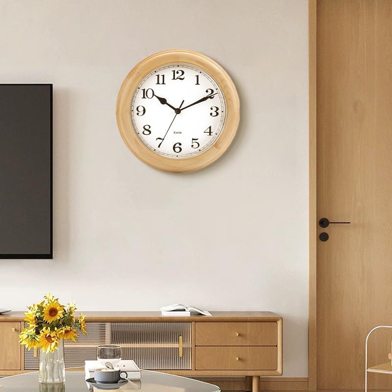 Kesin Wooden Wall Clocks 14 Inch Silent Wall Clock Large Decorative