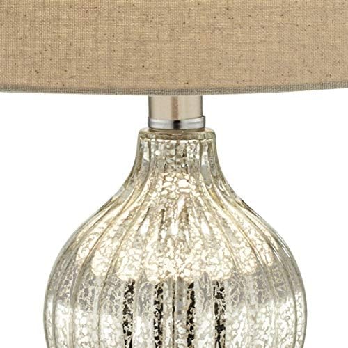 Lili 25" High Table Lamp Silver Fluted Mercury Glass Country Traditional