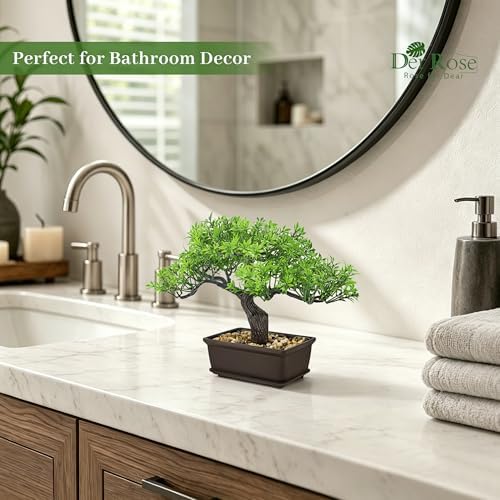 Der Rose Small Fake Bonsai Tree Ficus Decor Fake Plant for Shelf Desk Decor