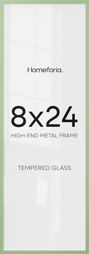 Homeforia 8x24 Green Panoramic Picture Frame, High-End Metal, Glass