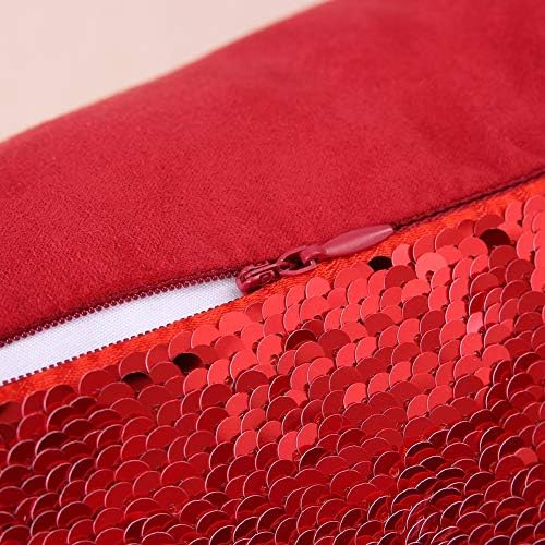 Reversible Sequins Pillow Covers 18 x 18 Inch Christmas Sequin Pillow Case Magic Red Mermaid Throw Decorative Pillowcase (Red-5 Pieces)