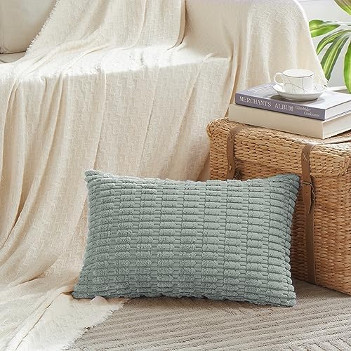 Fancy Homi 4 Packs Decorative Throw Pillow Covers for Living Room Couch Bed, Modern Farmhouse Boho Home Décor Accent Cushion Case, 20" x 12", Grey Blue